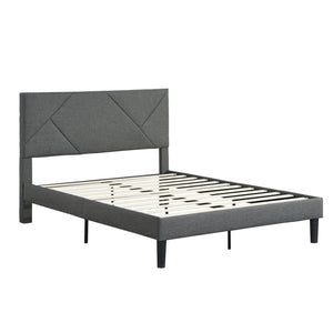 English Elm Full Size Upholstered Platform Bed Frame with Headboard, Gray Fabric, Strong Slats, No Box Spring Needed, Easy Assembly W21438522