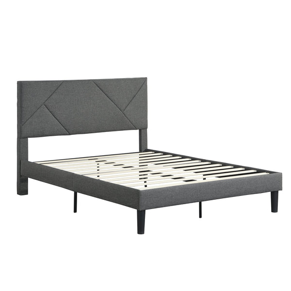 English Elm Full Size Upholstered Platform Bed Frame with Headboard, Gray Fabric, Strong Slats, No Box Spring Needed, Easy Assembly W21438522