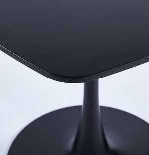 English Elm Special Matte Black Mdf Square Dining Table Compact Metal Base for Modern Interiors W23439336