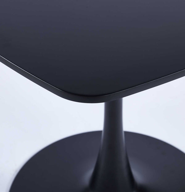 English Elm Special Matte Black Mdf Square Dining Table Compact Metal Base for Modern Interiors W23439336