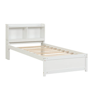 English Elm Twin Bed With Trundle & Bookcase Headboard - Space-Saving Design In Clean White Finish For Kids' Rooms W50440496-GIGA