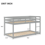 Hearth and Haven Zephyra Twin over Twin Floor Bunk Bed, Grey W50437208