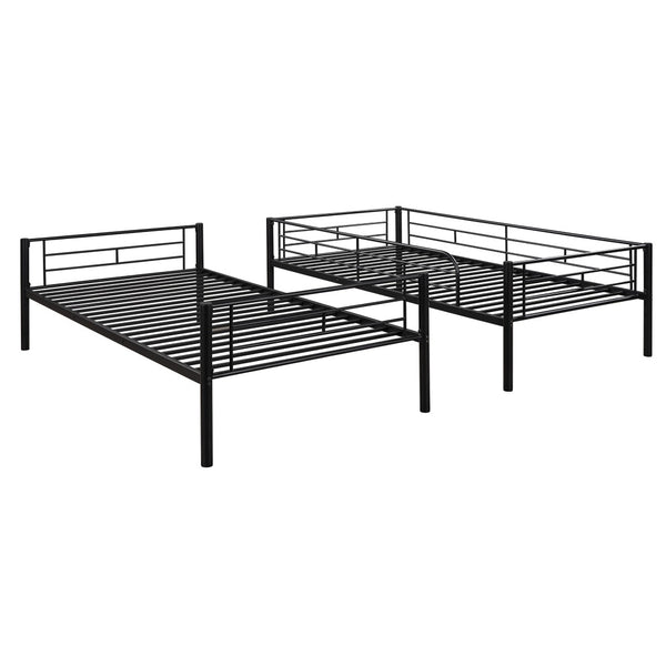 English Elm Twin Over Steel Bunk Bed Convertible Chrome Frame for Kids Shared Rooms MF291663AAB