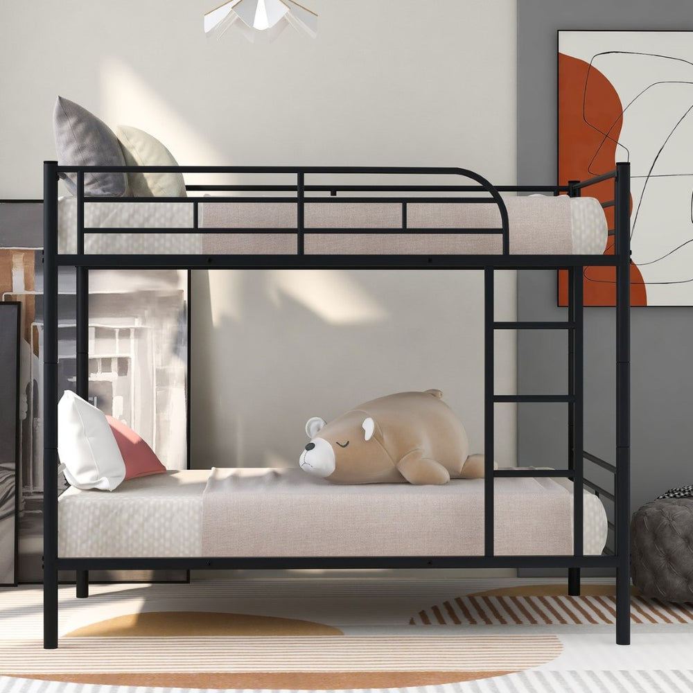 English Elm Twin Over Steel Bunk Bed Convertible Chrome Frame for Kids Shared Rooms MF291663AAB