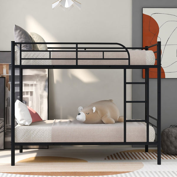 English Elm Twin Over Steel Bunk Bed Convertible Chrome Frame for Kids Shared Rooms MF291663AAB