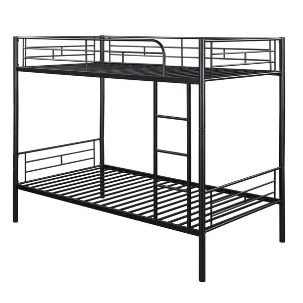 English Elm Twin Over Steel Bunk Bed Convertible Chrome Frame for Kids Shared Rooms MF291663AAB