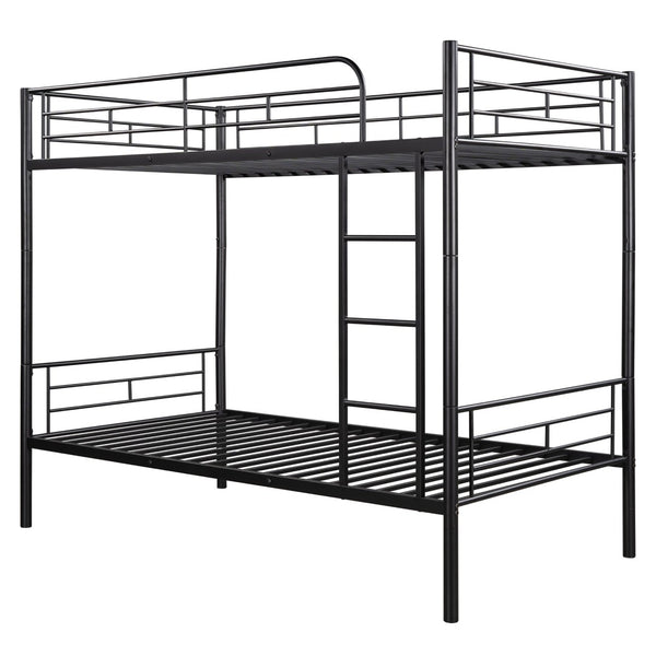 English Elm Twin Over Steel Bunk Bed Convertible Chrome Frame for Kids Shared Rooms MF291663AAB