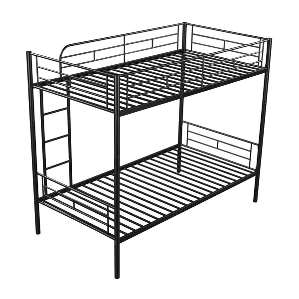 English Elm Twin Over Steel Bunk Bed Convertible Chrome Frame for Kids Shared Rooms MF291663AAB