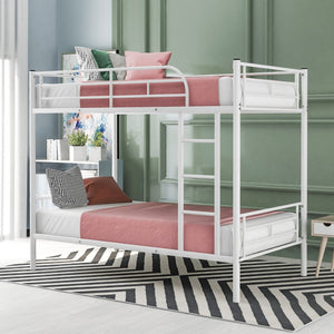 English Elm Twin Over Steel Bunk Bed Convertible Chrome Frame for Kids Shared Rooms MF291663AAK