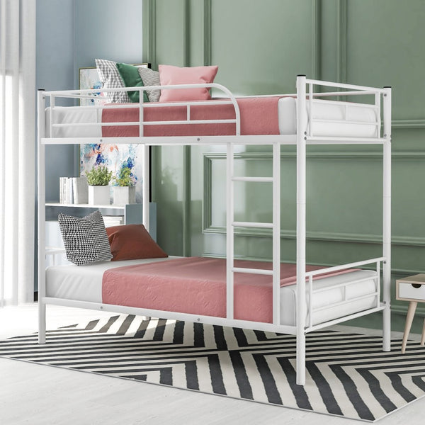 English Elm Twin Over Steel Bunk Bed Convertible Chrome Frame for Kids Shared Rooms MF291663AAK