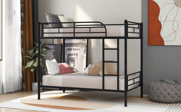 English Elm Twin Over Steel Bunk Bed Convertible Chrome Frame for Kids Shared Rooms MF291663AAB