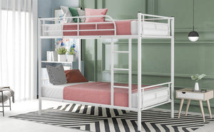 English Elm Twin Over Steel Bunk Bed Convertible Chrome Frame for Kids Shared Rooms MF291663AAK