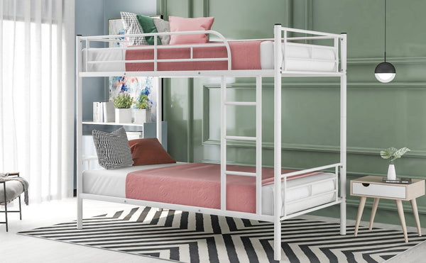 English Elm Twin Over Steel Bunk Bed Convertible Chrome Frame for Kids Shared Rooms MF291663AAK