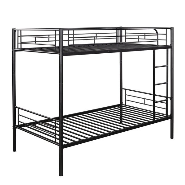 English Elm Twin Over Steel Bunk Bed Convertible Chrome Frame for Kids Shared Rooms MF291663AAB