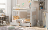 Hearth and Haven Mystrene Twin over Twin Convertible Bunk Bed with Drawers, White GX000240AAK