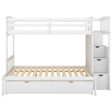 Hearth and Haven Bryson Twin over Full/Twin Convertible Bunk Bed with Storage Shelves and Drawers, White SM000117AAK-1