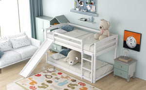 English Elm Twin Convertible Bunk Bed with Slide and Built-In Ladder, Space-Saving Pine/MDF Design for Kids White WF286601AAK