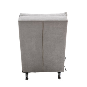 English Elm Linen Ergonomic Massage Chaise Lounge with Remote Control, 140° Recline, Heavy-Duty Frame, 5 Modes LIGHT GREY W39539625