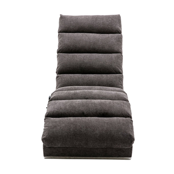 English Elm Linen Ergonomic Massage Chaise Lounge with Remote Control, 140° Recline, Foam Cushion Comfort and Sturdy Frame Dark Gray W39539626