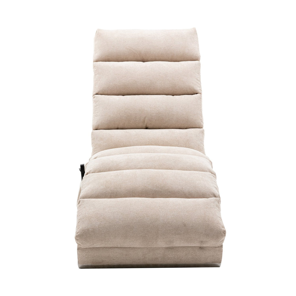 English Elm Linen Ergonomic Massage Chaise Lounge 140° Recline with Remote, 5 Modes, Heavy-Duty 300lb Capacity W39539619