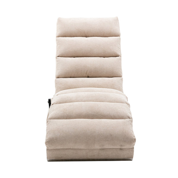 English Elm Linen Ergonomic Massage Chaise Lounge 140° Recline with Remote, 5 Modes, Heavy-Duty 300lb Capacity W39539619
