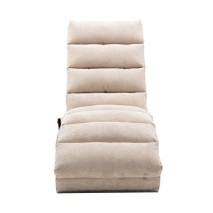 English Elm Linen Ergonomic Massage Chaise Lounge 140° Recline with Remote, 5 Modes, Heavy-Duty Frame, Beige W39539619