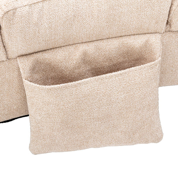 English Elm Linen Ergonomic Massage Chaise Lounge 140° Recline with Remote, 5 Modes, Heavy-Duty Frame, Beige W39539619