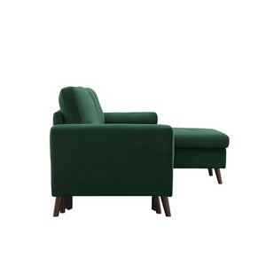English Elm 88 Inch Velvet Sleeper Sectional Sofa with Reversible Chaise and Hidden Storage W668S00022