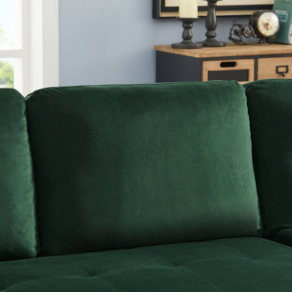English Elm 88 Inch Velvet Sleeper Sectional Sofa with Reversible Chaise and Hidden Storage W668S00022