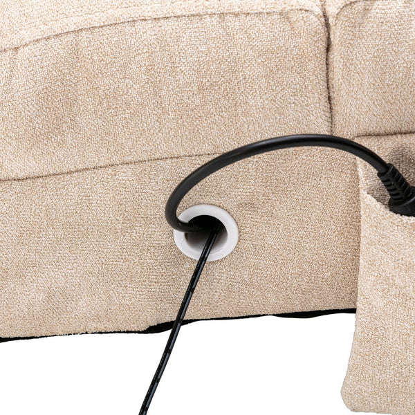 English Elm Linen Ergonomic Massage Chaise Lounge 140° Recline with Remote, 5 Modes, Heavy-Duty Frame, Beige W39539619