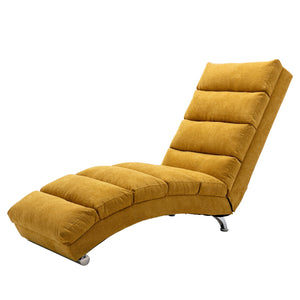 English Elm Linen Ergonomic Massage Chaise Lounge with Remote Control, 140° Recline, Foam Cushion Comfort and Sturdy Frame Mustard W39539621