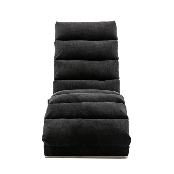English Elm COOLMORE Ergonomic Linen Chaise Lounge Recliner with Massage, 140° Curved Long Lounger, 300lb Capacity W39539627