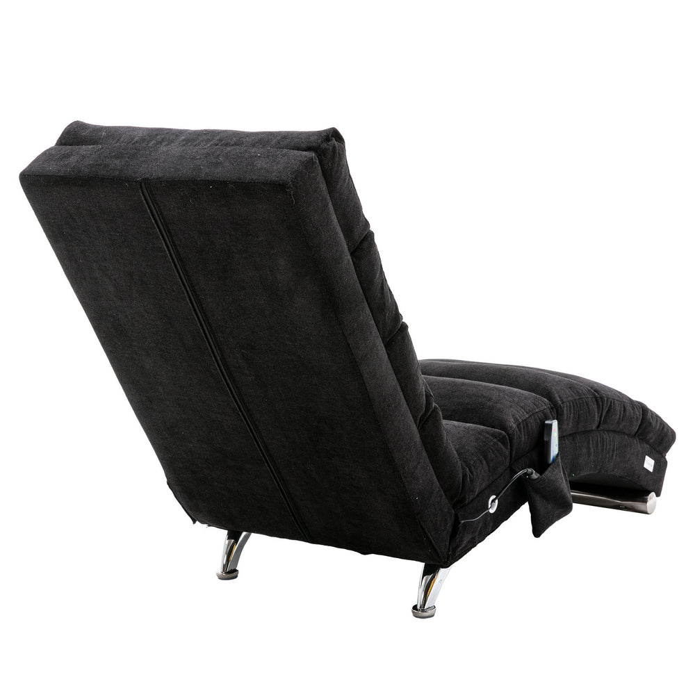 English Elm COOLMORE Ergonomic Linen Chaise Lounge Recliner with 140° Massage, Durable Frame, Side Pocket, 300lb Capacity W39539627