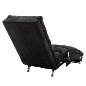 English Elm COOLMORE Ergonomic Linen Chaise Lounge Recliner with Massage, 140° Curved Long Lounger, 300lb Capacity W39539627