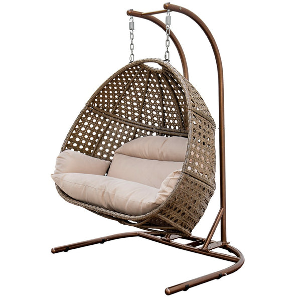 English Elm P6 Replacement Part for Two Person Wicker Rattan Freestanding Hanging Egg Chair Assembly Brown W969P420024