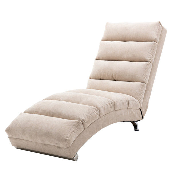English Elm Linen Ergonomic Massage Chaise Lounge 140° Recline with Remote, 5 Modes, Heavy-Duty Frame, Beige W39539619