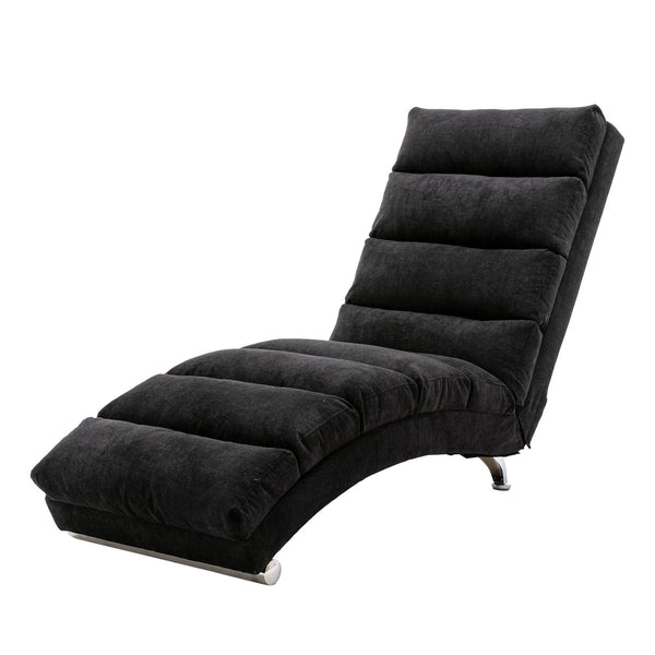 English Elm COOLMORE Ergonomic Linen Chaise Lounge Recliner with Massage, 140° Curved Long Lounger, 300lb Capacity W39539627