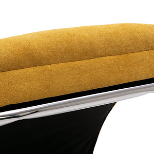 English Elm Linen Ergonomic Massage Chaise Lounge with Remote Control, 140° Recline, Heavy-Duty Frame, 5 Modes Mustard W39539621