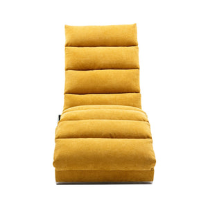 English Elm Linen Ergonomic Massage Chaise Lounge with Remote Control, 140° Recline, Heavy-Duty Frame, 5 Modes Mustard W39539621