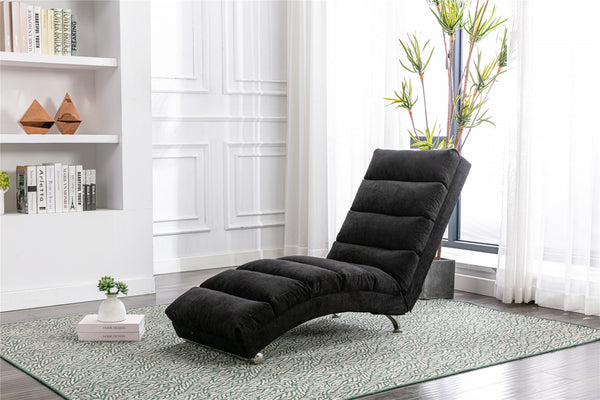 English Elm COOLMORE Ergonomic Linen Chaise Lounge Recliner with Massage, 140° Curved Long Lounger, 300lb Capacity W39539627