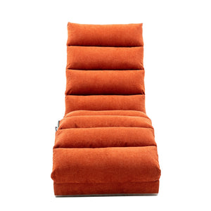 English Elm Linen Ergonomic Massage Chaise Lounge with Remote Control, 140° Recline, Heavy-Duty Frame, 5 Modes Orange W39539622