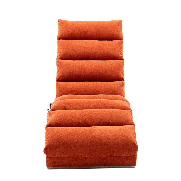 English Elm Linen Ergonomic Massage Chaise Lounge with Remote Control, 140° Recline, Heavy-Duty Frame, 5 Modes Orange W39539622