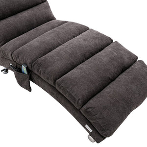 English Elm Linen Ergonomic Massage Chaise Lounge with Remote Control, 140° Recline, Foam Cushion Comfort and Sturdy Frame Dark Gray W39539626