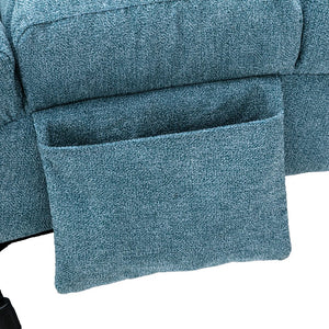 English Elm Linen Ergonomic Massage Chaise Lounge with Remote Control, 140° Recline, Heavy-Duty Frame, 5 Modes Blue W39539624