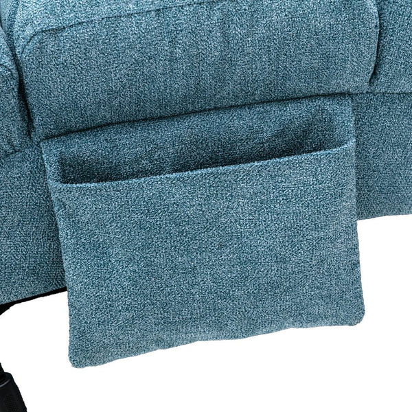 English Elm Linen Ergonomic Massage Chaise Lounge with Remote Control, 140° Recline, Heavy-Duty Frame, 5 Modes Blue W39539624
