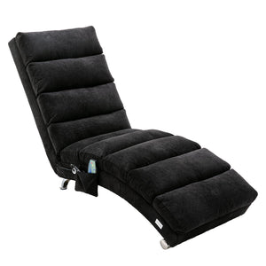 English Elm COOLMORE Ergonomic Linen Chaise Lounge Recliner with 140° Massage, Durable Frame, Side Pocket, 300lb Capacity W39539627