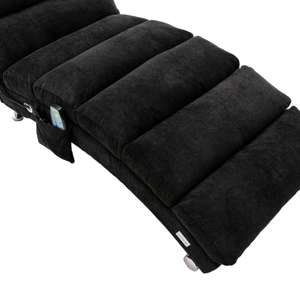 English Elm COOLMORE Ergonomic Linen Chaise Lounge Recliner with 140° Massage, Durable Frame, Side Pocket, 300lb Capacity W39539627