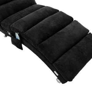 English Elm COOLMORE Ergonomic Linen Chaise Lounge Recliner with Massage, 140° Curved Long Lounger, 300lb Capacity W39539627