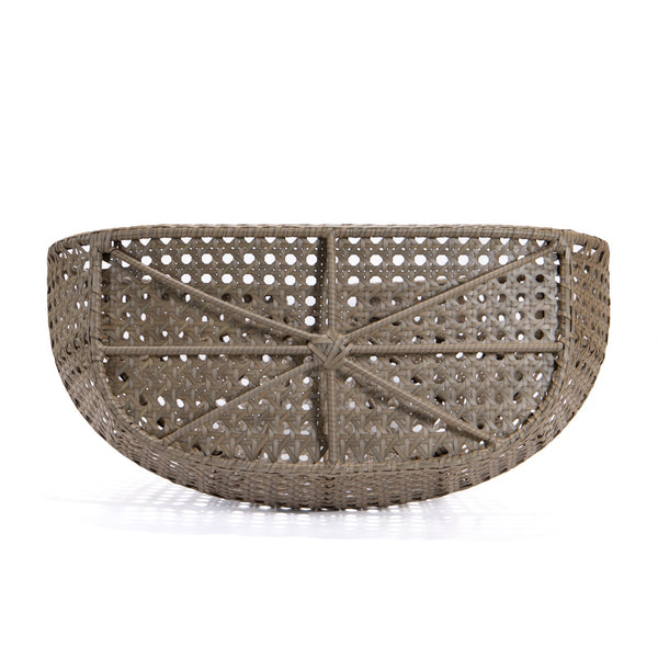 English Elm Brown Wicker Hanging Double-Seat Swing Chair with Iron Stand, UV‑Resistant Rattan, Beige Cushions 9716KD3-BB