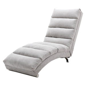 English Elm Linen Ergonomic Massage Chaise Lounge with Remote Control, 140° Recline, Heavy-Duty Frame, 5 Modes LIGHT GREY W39539625